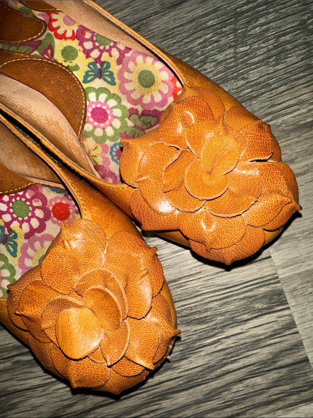 Born Adelisa leather flats tan floral toe women’s size 8 - Picture 4 of 14